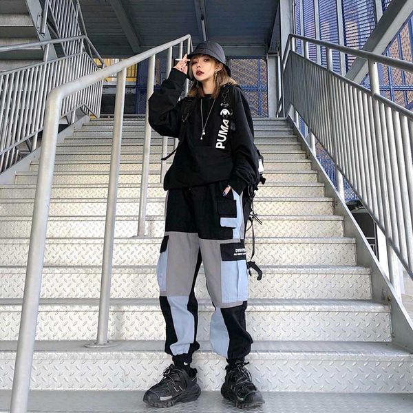 

designer mens trousers luxury private custom fashion pants mix match stitching color street dress trend couple hip hop pants, Black