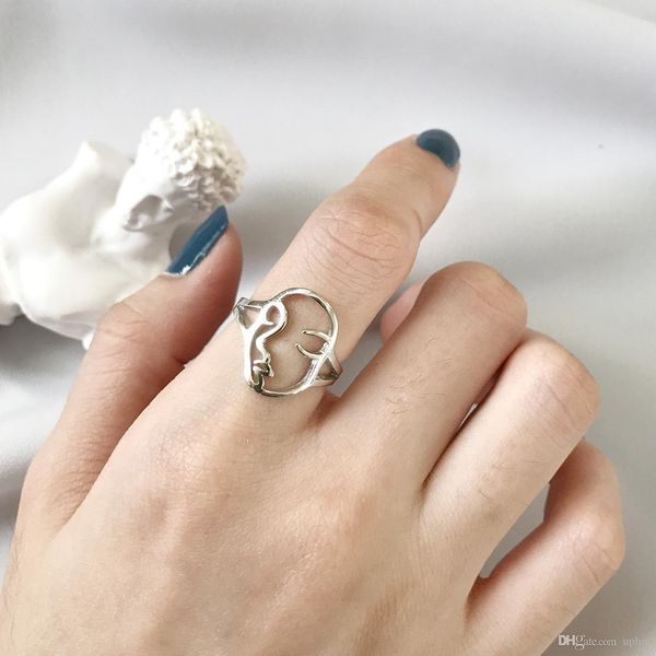 

горячие uphot s925 серебро золотой цвет лица кольца смешные и интересные творческие обручальное кольцо campus friendship бесплатная доставка, Golden;silver