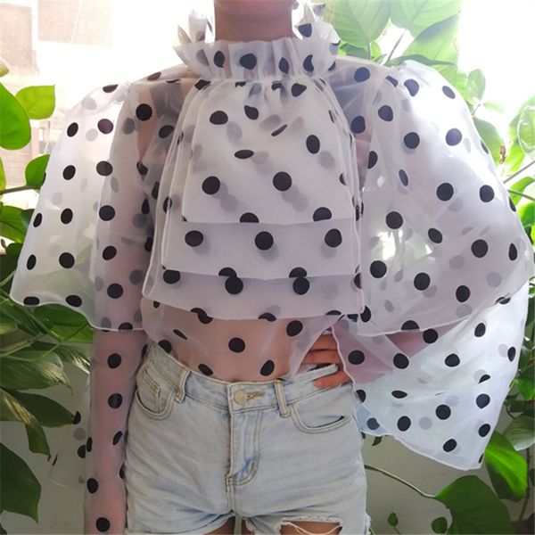 

luxury fashion vintage designer polka dot tees lace long sleeve knits for women 021, White
