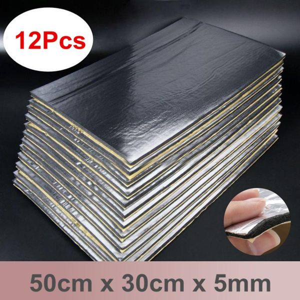 

12pcs/set fiberglass audio sound deadener automobiles car heat noise shield insulation proof mat cotton accessories 5mm 30x50cm