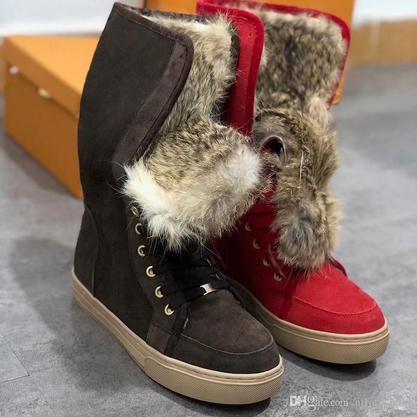 

new winter suede designer boots fashion luxury designer women boots knee thigh high boots women genuine leather casual flat furry snow shoes, Black