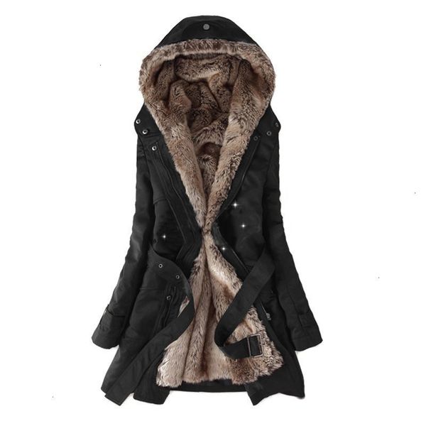 

women cotton coats casual warm winter black office lady jacket plus size hooded zipper solid rivet black female parkas overcoat