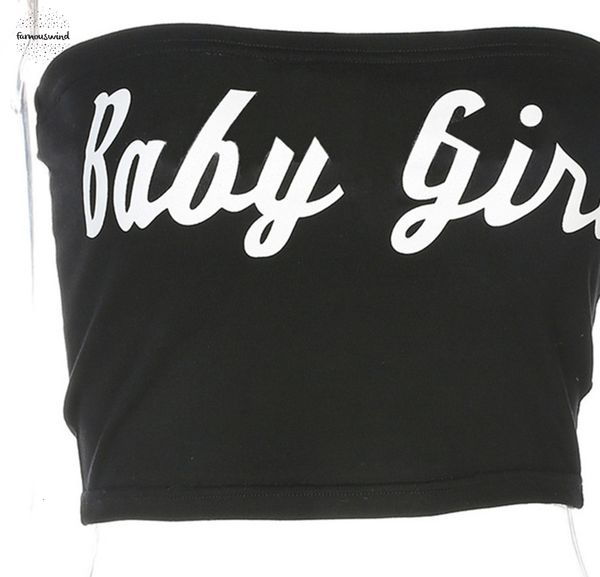 

baby girl letter club tank print women girls black cropped tube bar 80712, White