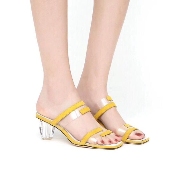 

classic high heeled sandals coarse heel leather luxury designer suede woman shoes for parties occupation sandals 5cm with box, Black