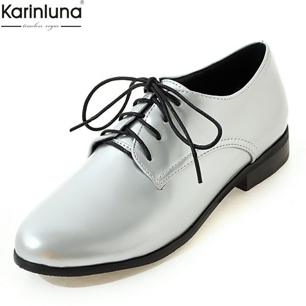 

fashion big size 30-50 shoes woman derby flats female retro vintage british style black shoelaces women shoes footwear