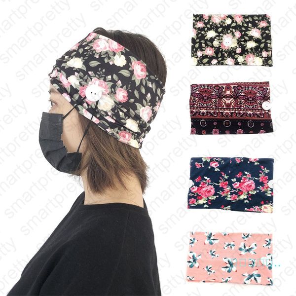 

women elastic cloth printed anti ear headbands with mask adults sports yoga exercise soft button hair lace for girls gift accessories d41601, Slivery;white