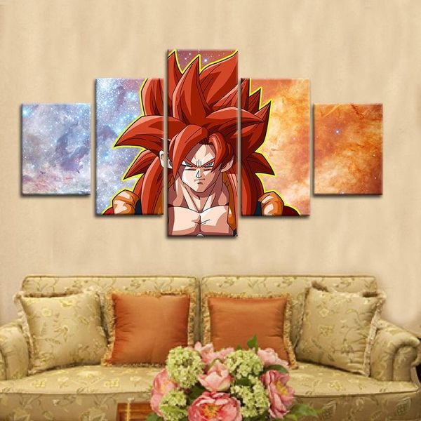 

5pcs/set unframed dragon ball goku kakarotto figure poter hd print on canvas wall art painting for living room decor
