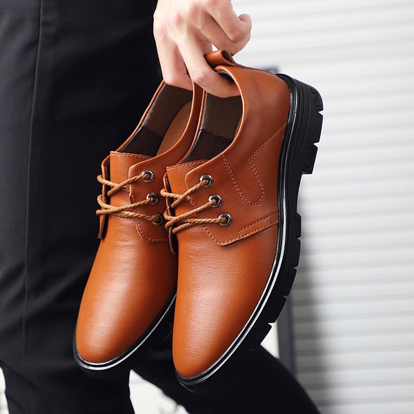 

genuine leather soft leather men leisure dress shoe gift doug shoes famous brand man lazy falts loafers business casual shoes good quality, Black