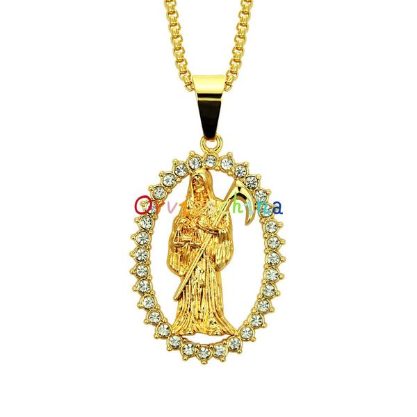 

2020 designer necklace european and american hip-hop portrait hollow diamond pendant hip hop hip-hop hip-hop cool pendant accessories, Black