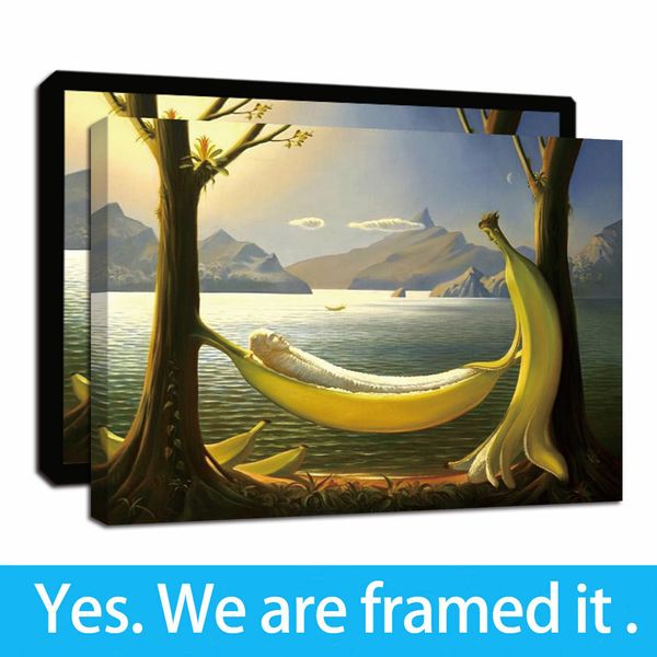 

banana couple framed art oil painting giclee wall art canvas prints poster painting wall decor ready to hang