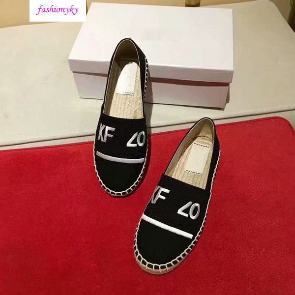 

embroidered straw shoes with tiger head single shoes and lazy shoes, Black