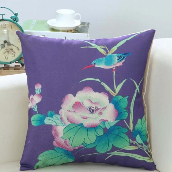 

beautiful flower pattern series cushion cover spring bird floral pattern pillow linen 45x45cm living room sofa decor pillow