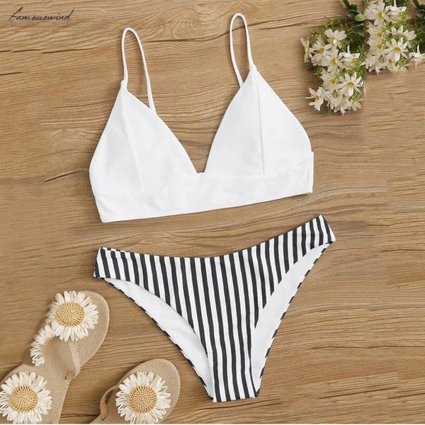 

womens swimming suit women two piece solid push up padded bra beach bikini set swimsuit swimwear women tankini 2020, White;black