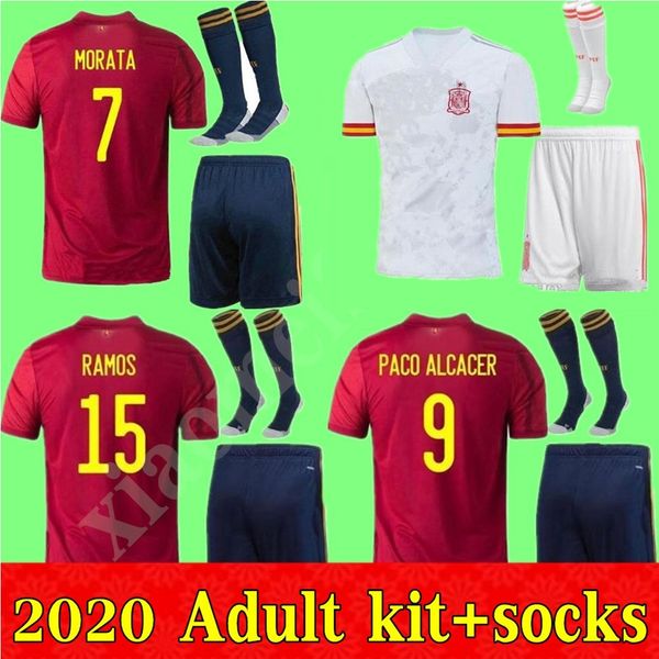 

2020 spain jersey home away soccer jersey 2021 paco alcacer asensio morata isco iniesta saul man kit sports football shirt, Black