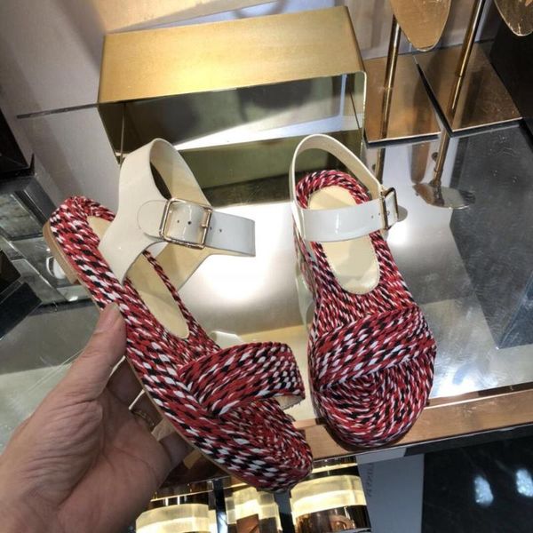 

leather shoes woman weave sole sandals narrow band sandals zapatos de mujer ankle strap flats platform woman, Black