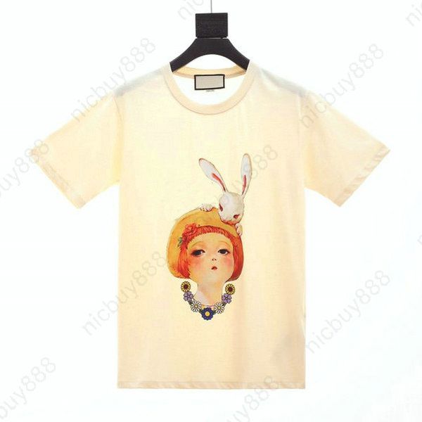 

2020 summer true size fashion designer summer mens clothing t-shirt khaki cartoon girl print letter tshirt casual tee t shirt, White;black