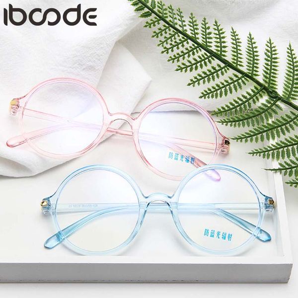 

iboode round reading glasses men women vintage retro anti-blue light plain mirror eyeglasses gafas de lectura glases, White;black