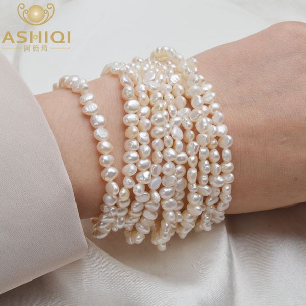 

ashiqi multilayer natural freshwater pearl bracelet for women gorgeous 10 rows fine fashion 4-5mm pearl jewelry cx200702, Black