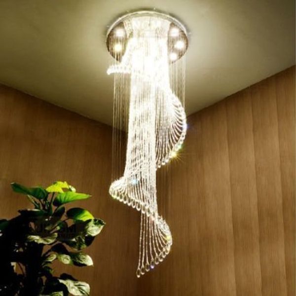 

modern k9 crystal spral raindrop chandelier lighting flush mount led ceiling light fixture pendant lamp for dining room bathroom bedroom