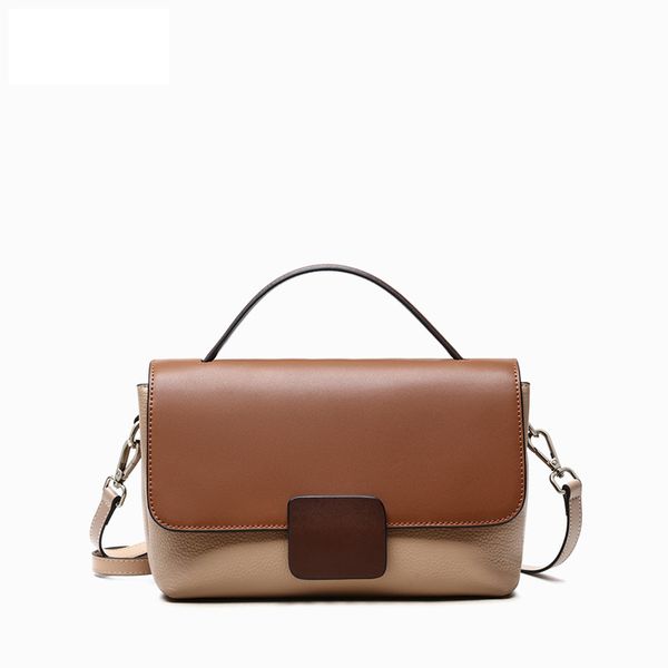 

leather ladies bag new trend handbag fashion shoulder bag cowhide contrast color crossbody texture small square hand