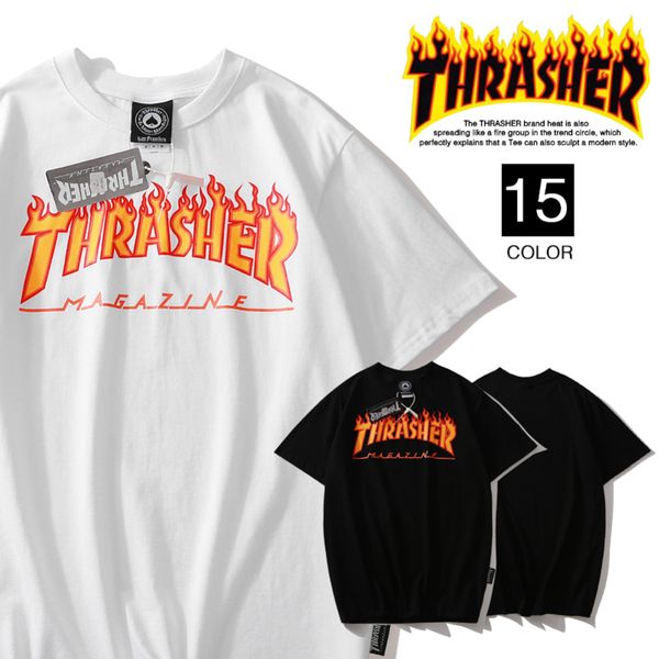

thrasher мужские дизайнерские футболки уэст хип-хоп письмо логотип печать футболка уличной коротким рукавом страх т-shirt27zj, White;black