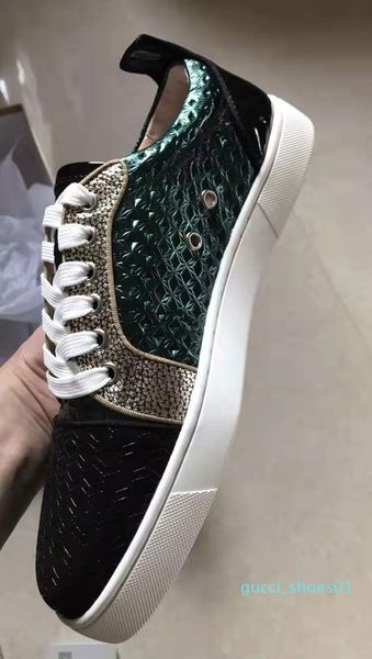 

brand red bottom sneakers man woman fashion designer low green rive holothurian party shoes with box g01, Black