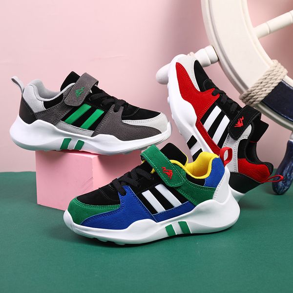 

new boys casual non-slip shoes children mesh sports shoes flat bottom students hiking breathable lightweight baby kdis, Black