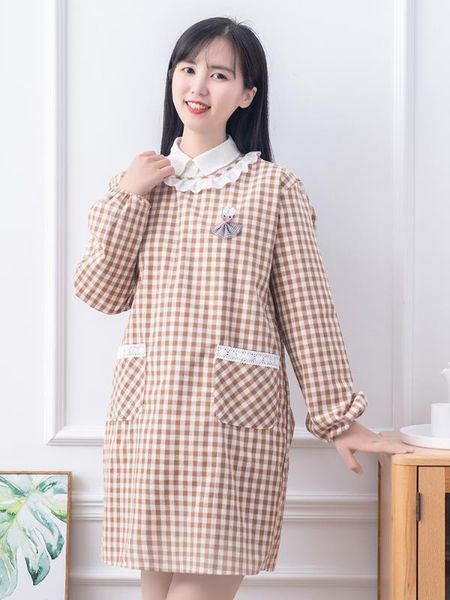 

apron waterproof and oilproof cotton kitchen long sleeve cute korean japanese household fashion gown woman anti-dressing