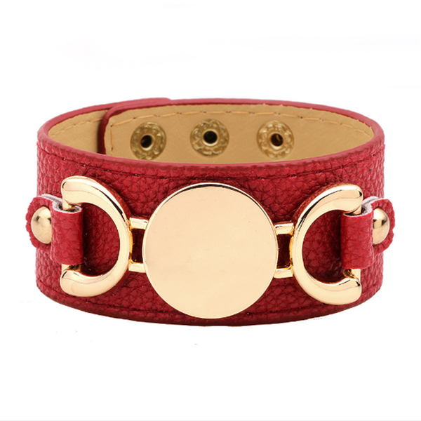 

fashion metal letter leather women bracelet big bracelets bangles wrap charm bracelet lady jewelry, Black