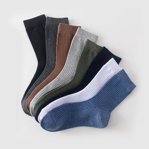 

men's socks soft cotton men crew casual solid colors black white 8 sock spring summer autumn style 1 pack