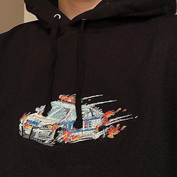 

19fw cop car hooded sweatshirt box logo men women couple embroidery hoodies fashion hip hop highstreet casual outwear pullover hfhlwy127, Black