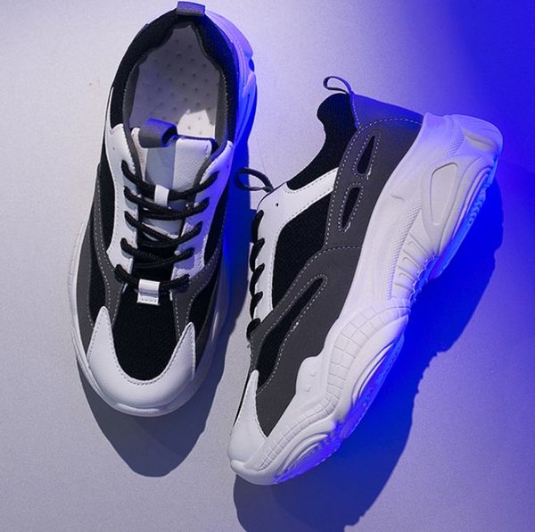 

women shoes new chunky sneakers for women vulcanize shoes casual fashion dad platform sneakers, Black