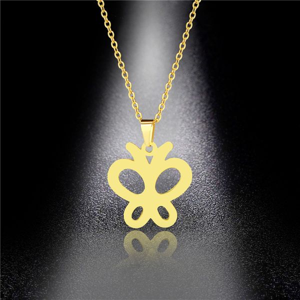 

pendant necklaces stainless steel jewelry custom butterfly necklace female korean version of clavicle net red simple cold personality, Silver