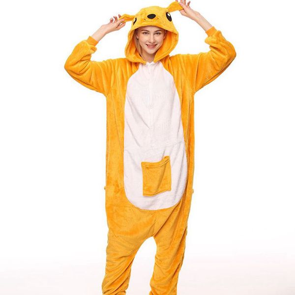 

women kigurumi kangaroo pajamas sets flannel animal hooded pajamas winter onesies nightie pyjamas sleepwear homewear, Blue;gray