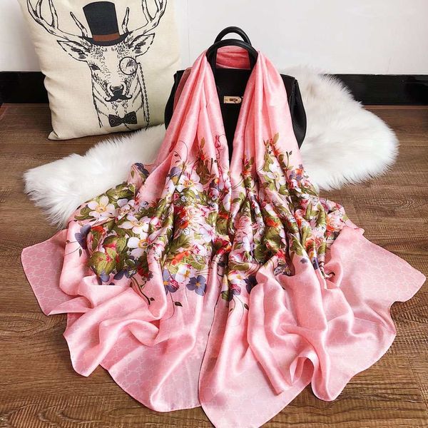 

модельер шелковый шарф горячие женские роскошные письмо шаль шарф весна длинное шею кольцо размер 180x90 см высокое качество с подарочной ко, Blue;gray