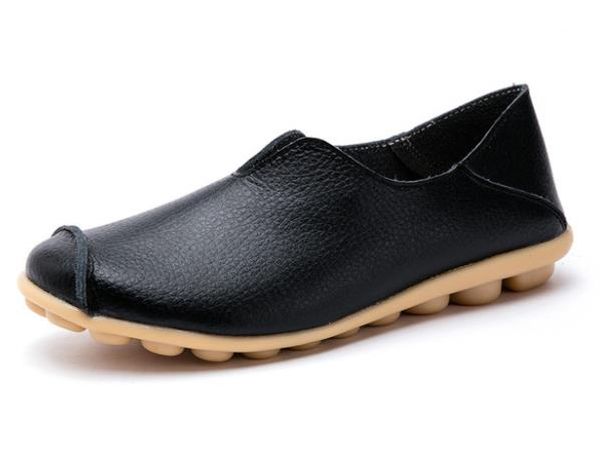 

women's shoes leather non-slip soft bottom women flats casual shoes 1249, Black