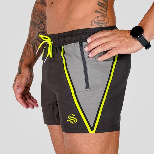 

gym shorts men running sport jogging fitness training quick dry beach short pants new male bodybuilding workout bottoms bermuda, Black;blue