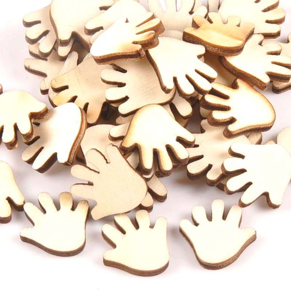 

50pcs unfinished wooden ornaments for scrapbooking hand shape wood slices diy crafts handmade home decoration accessories m0994