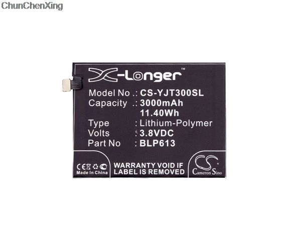 

cameron sino 3000mah battery blp613 for oneplus 3, 3 dual sim, a3000, a3003
