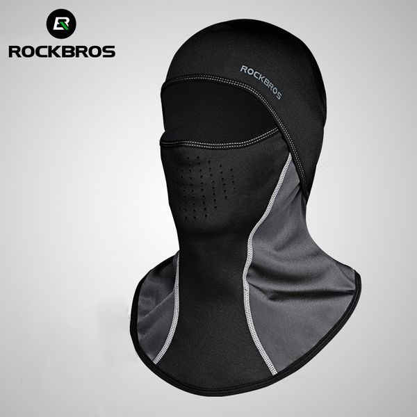 

rockbros bicycle balaclava ski mask men's winter cap thermal fleece scarf shield outdoor motorcycle bike cycling face mask, Black