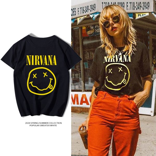 

nirvana футболки мужчины / женщины летние топы тройники печати футболка свободные o-образным вырезом с коротким рукавом мода футболки размер, White