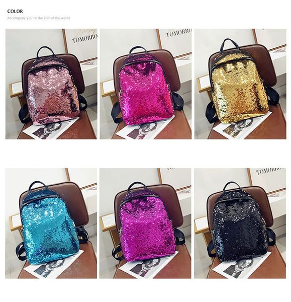 

luxury fashion womens sequin school backpack fashion backpack shining sequin design teenagers school bags zipper travel casual mid backpacks