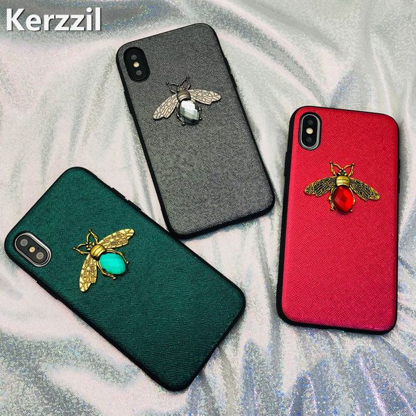 

kerzzil luxury rhinestones bee case for iphone 11 pro x xr xs max diamond geometry tpu leather cover for iphone 7 8 6 6s plus