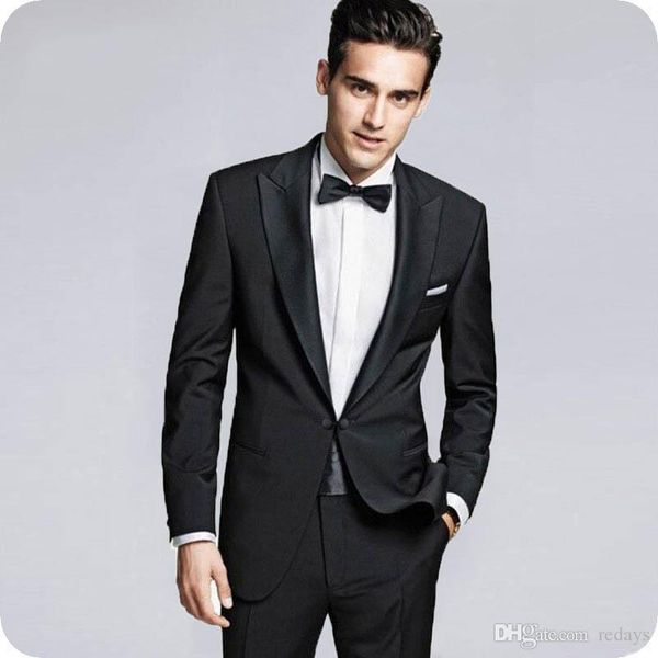

vintage black groom tuxedo attire men suits for wedding groomsmen outfits wide peaked lapel slim fit man blazer costume homme mariage 2piece, Black;gray