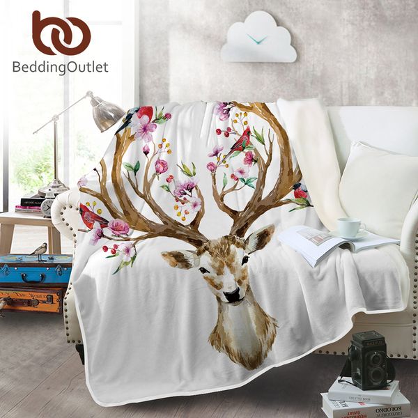 

beddingoutlet floral moose elk coral fleece blanket flower reindeer deer flannel blanket for beds black and white bedspreads
