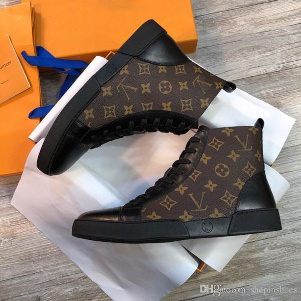 

high-casual speed coach shoes printed leather fashion men classic race running shoes platform shoes for men with box, Black