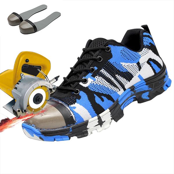 

zuoxiangru camo safety work shoes boots for men male protective steel toe cap boots anti-smashing construction safety work snea, Black