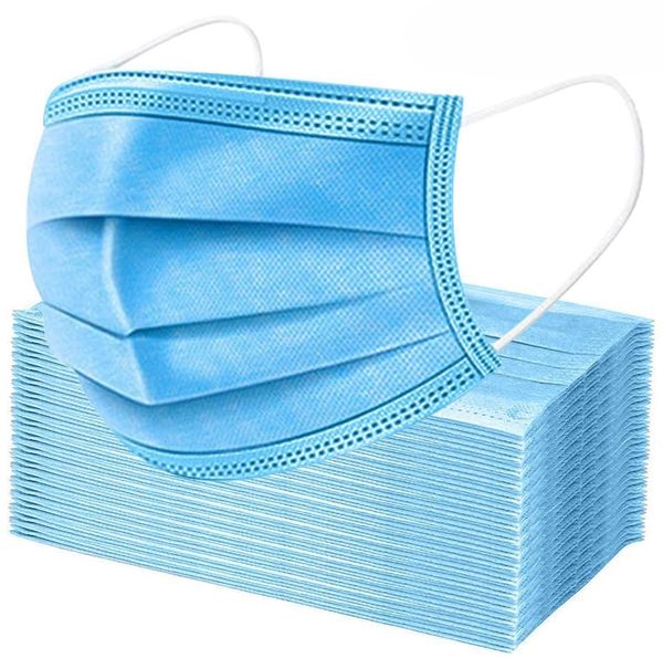 

50 1pcs face mouth masks pm2.5 masksnon woven masks face mask blue fa3 layers earloop mask