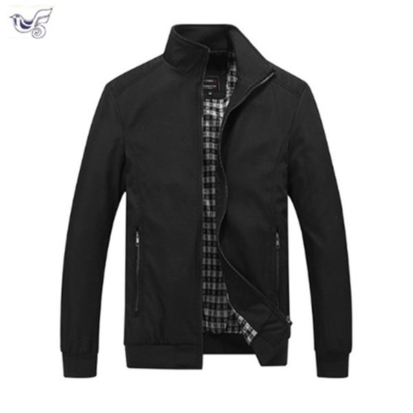 

xiyouniao solid color new 2018 casual jacket m-5xl 6xl 7xl men spring autumn outerwear standing collar business jacket man, Black;brown