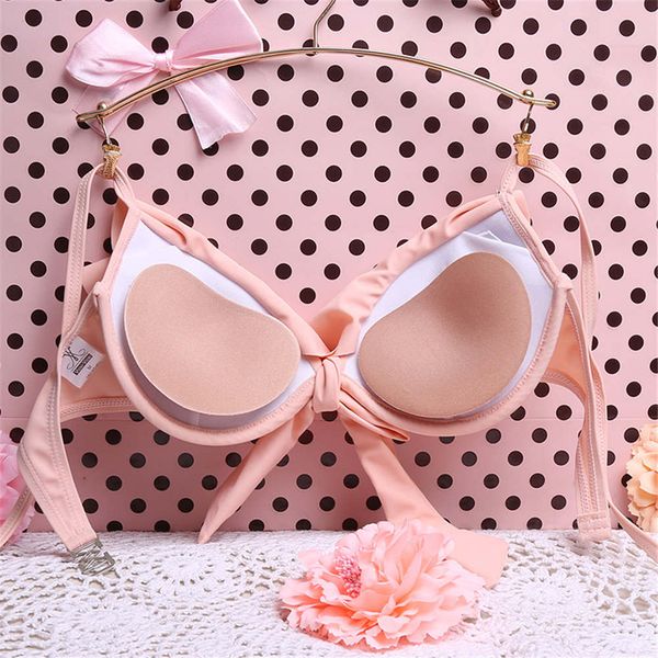 

women silicone padding breast enhancer bra bikini push up padded for small bust thicker sponge bra pad invisible paste pad, White;black